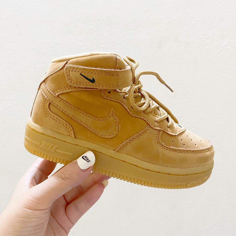 Nike boys and girls Air Force 1 AF1 Children_s Shoes Air Force No. 1 high-top plus velvet shoes 24-35-c7051266